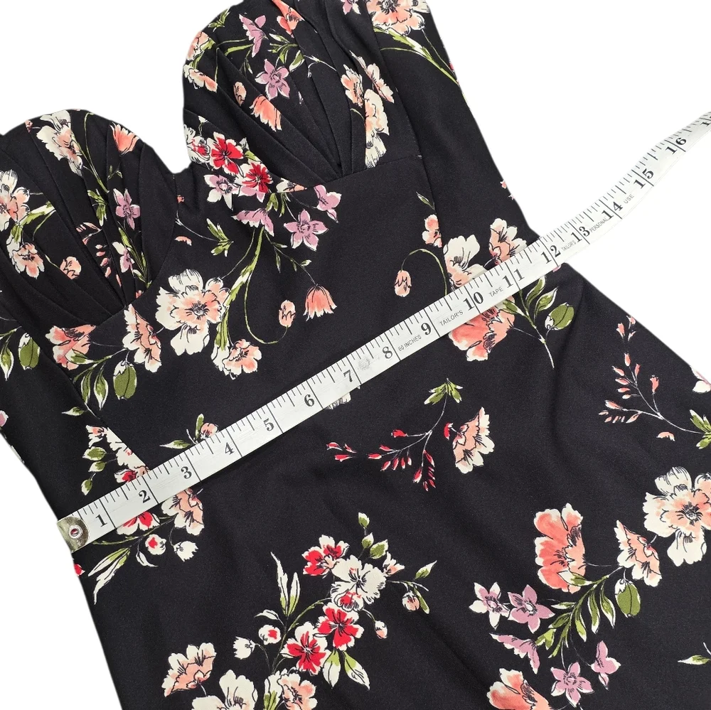 AIDAN MATTOX‎ FLORAL STRAPLESS COLUMN GOWN 0